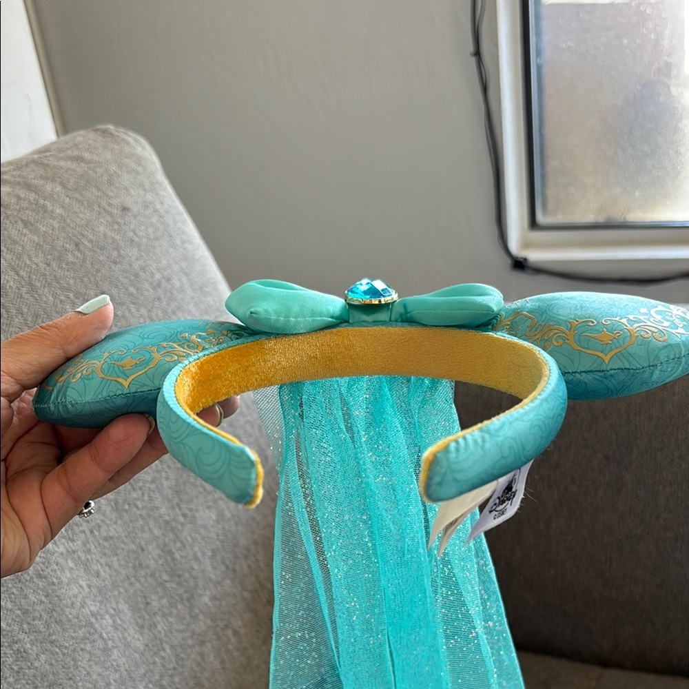 Turquoise and Gold Kids Headband Princess Jasmine Disney Ears - Picture 4 of 6